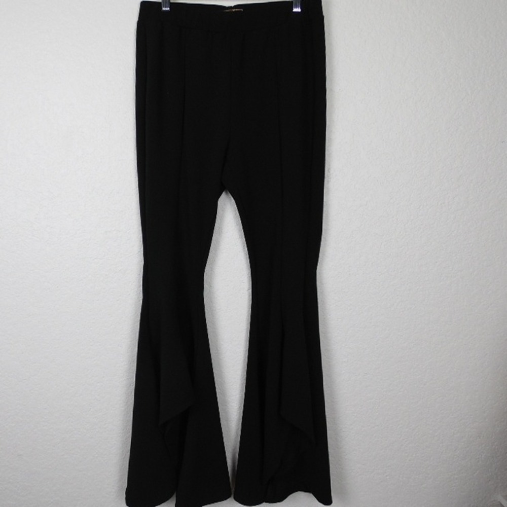 L&B Women‎ Bell Bottom Flare Pants SZ L Black Boho Western Cowgirlcore Rodeo